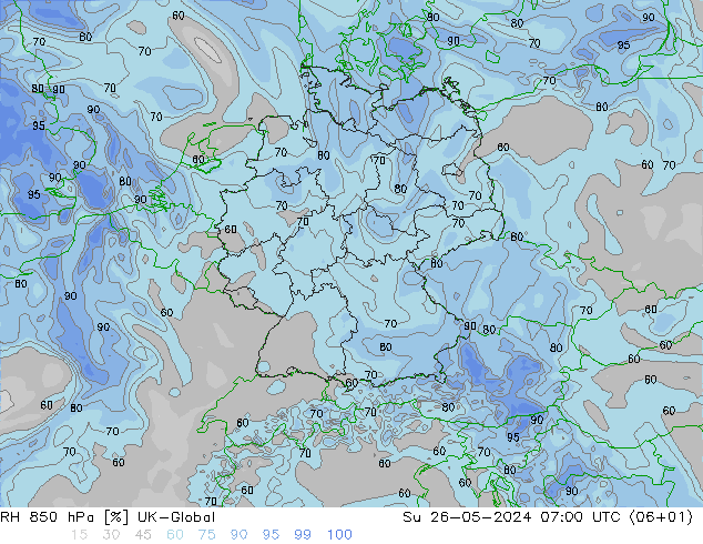 RH 850 hPa UK-Global Ne 26.05.2024 07 UTC
