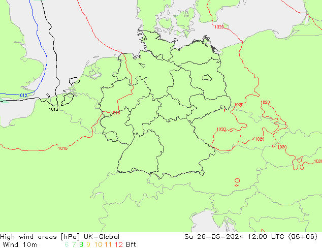 High wind areas UK-Global Su 26.05.2024 12 UTC