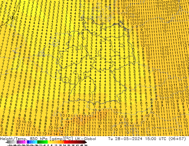 Height/Temp. 850 hPa UK-Global Ter 28.05.2024 15 UTC