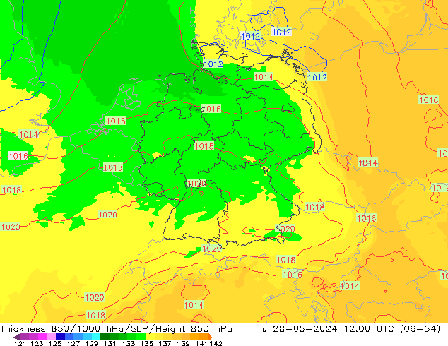 Thck 850-1000 hPa UK-Global Tu 28.05.2024 12 UTC