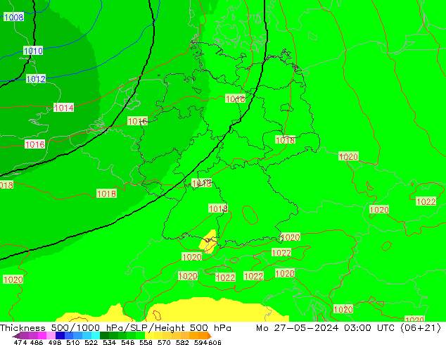 Thck 500-1000гПа UK-Global пн 27.05.2024 03 UTC