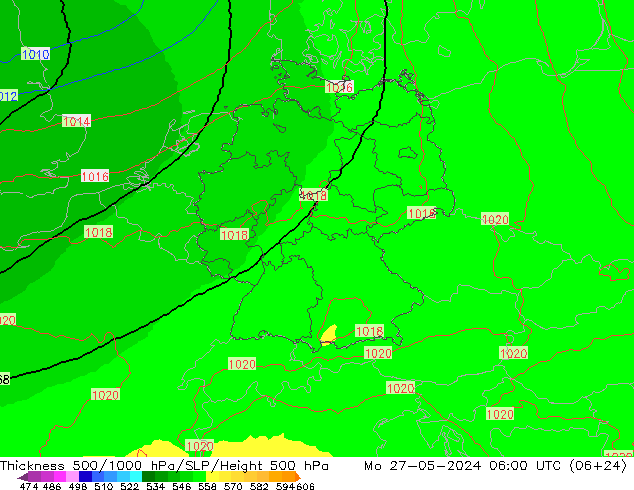 Schichtdicke 500-1000 hPa UK-Global Mo 27.05.2024 06 UTC