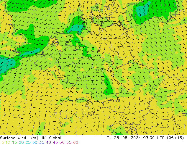 ветер 10 m UK-Global вт 28.05.2024 03 UTC
