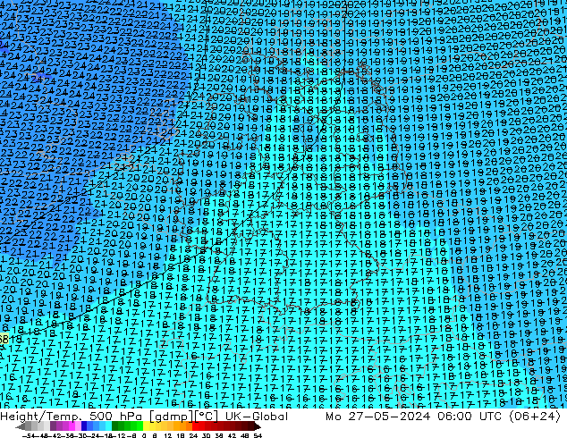 Height/Temp. 500 hPa UK-Global Po 27.05.2024 06 UTC