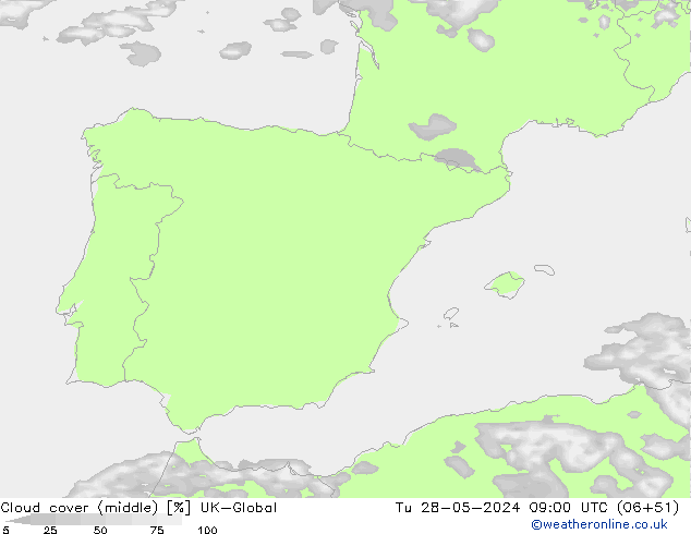 Bewolking (Middelb.) UK-Global di 28.05.2024 09 UTC