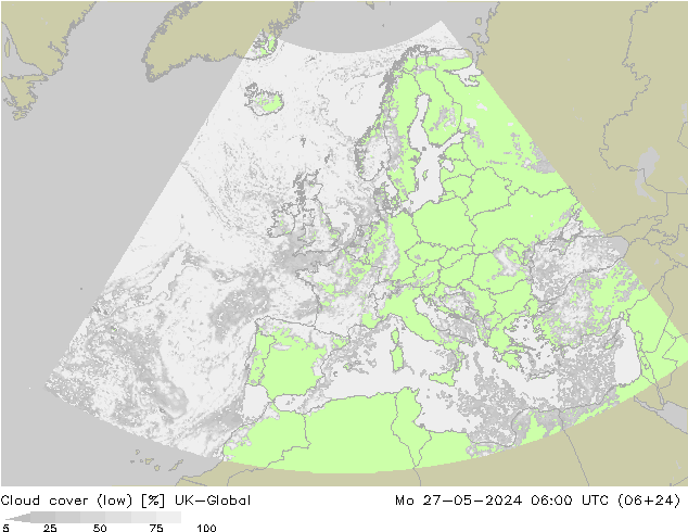Bewolking (Laag) UK-Global ma 27.05.2024 06 UTC