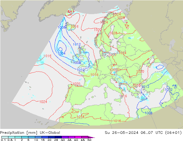 Precipitation UK-Global Su 26.05.2024 07 UTC