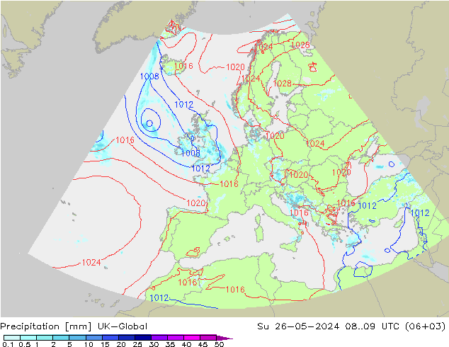 Niederschlag UK-Global So 26.05.2024 09 UTC