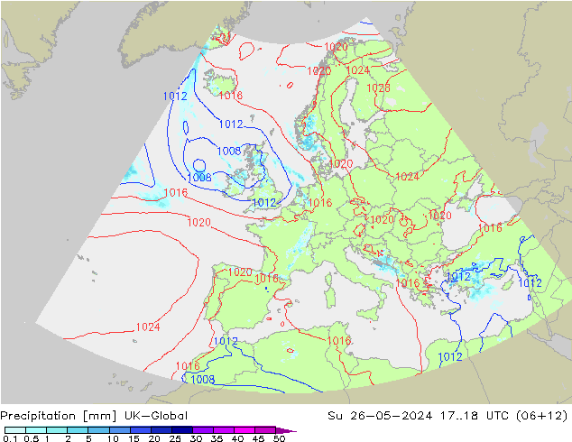 Precipitazione UK-Global dom 26.05.2024 18 UTC