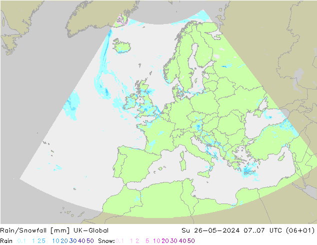 Regen/Schneefall UK-Global So 26.05.2024 07 UTC