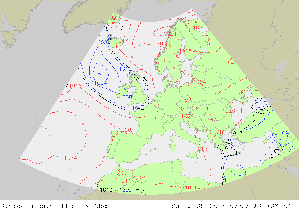 地面气压 UK-Global 星期日 26.05.2024 07 UTC