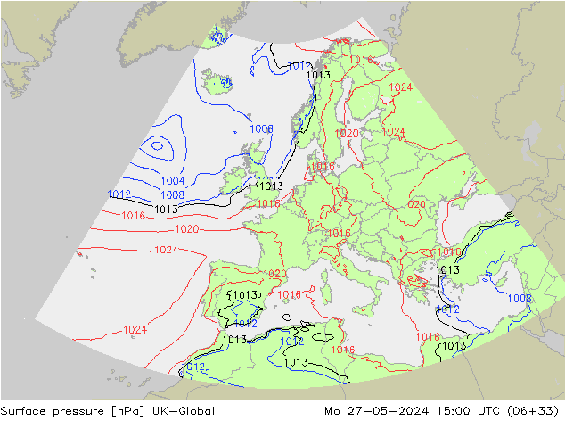 Pressione al suolo UK-Global lun 27.05.2024 15 UTC