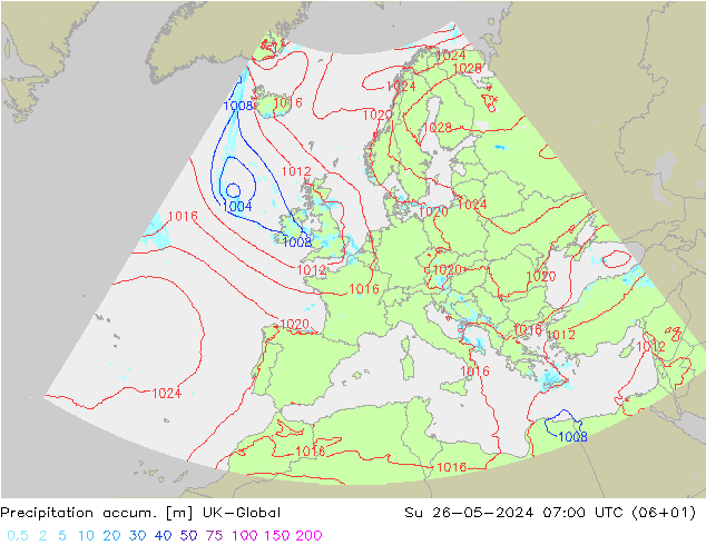 Precipitation accum. UK-Global Вс 26.05.2024 07 UTC