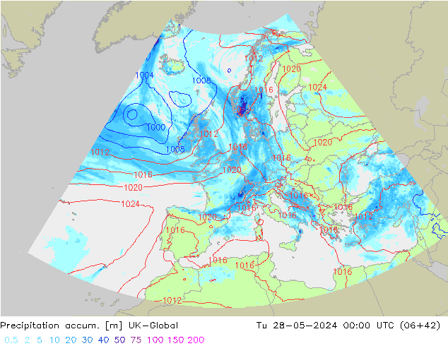 Toplam Yağış UK-Global Sa 28.05.2024 00 UTC