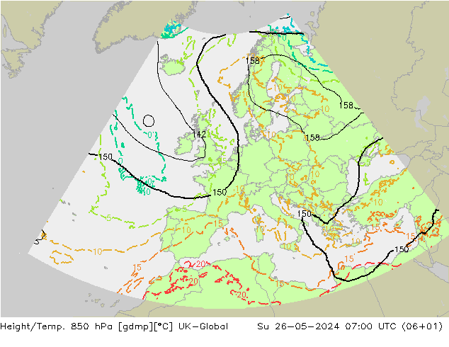 Height/Temp. 850 гПа UK-Global Вс 26.05.2024 07 UTC