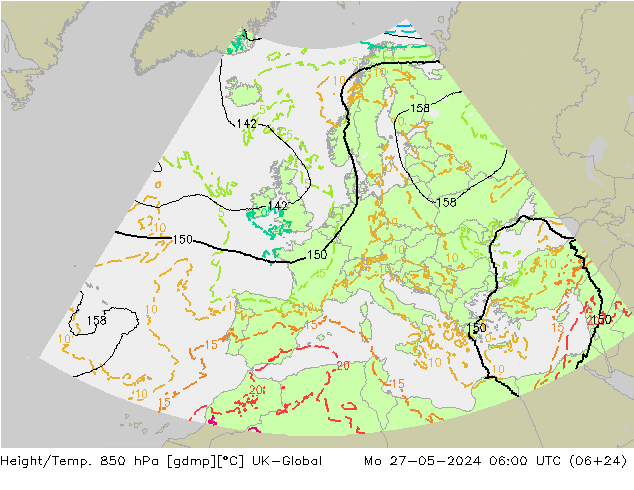 Height/Temp. 850 гПа UK-Global пн 27.05.2024 06 UTC