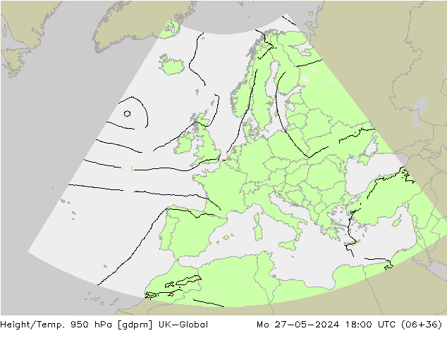 Géop./Temp. 950 hPa UK-Global lun 27.05.2024 18 UTC