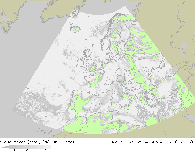 Nuages (total) UK-Global lun 27.05.2024 00 UTC