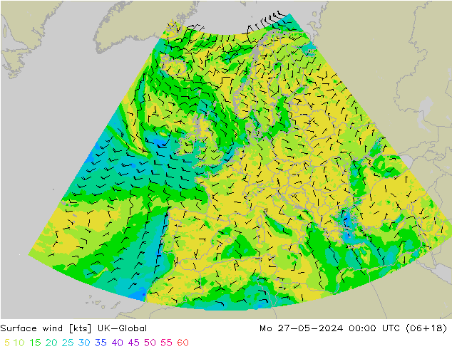 Wind 10 m UK-Global ma 27.05.2024 00 UTC