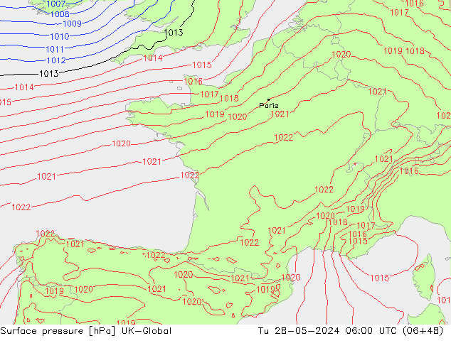 pression de l'air UK-Global mar 28.05.2024 06 UTC