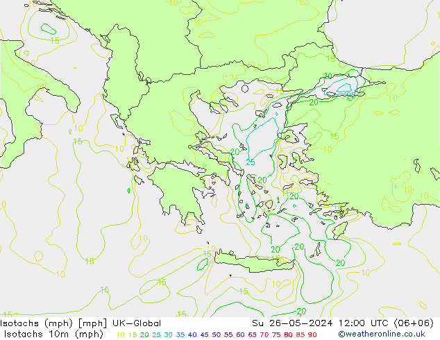 Isotachs (mph) UK-Global Ne 26.05.2024 12 UTC