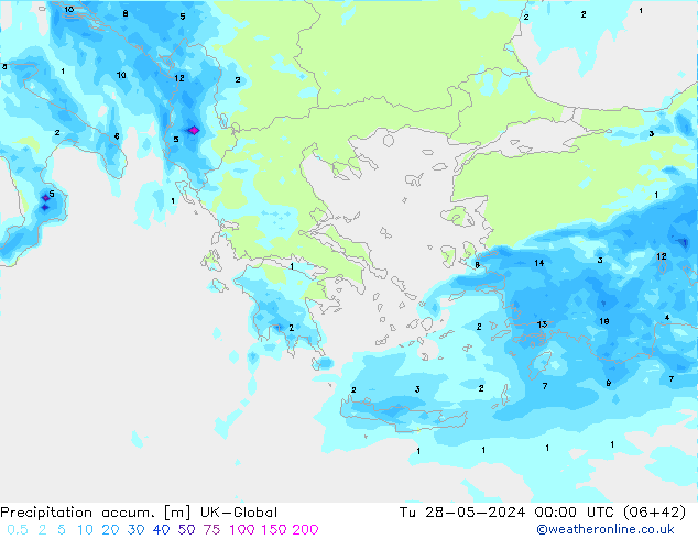 Precipitation accum. UK-Global Tu 28.05.2024 00 UTC