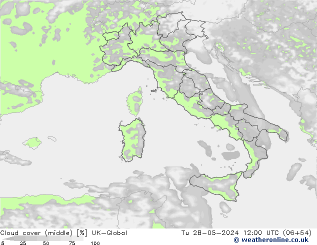 Cloud cover (middle) UK-Global Tu 28.05.2024 12 UTC