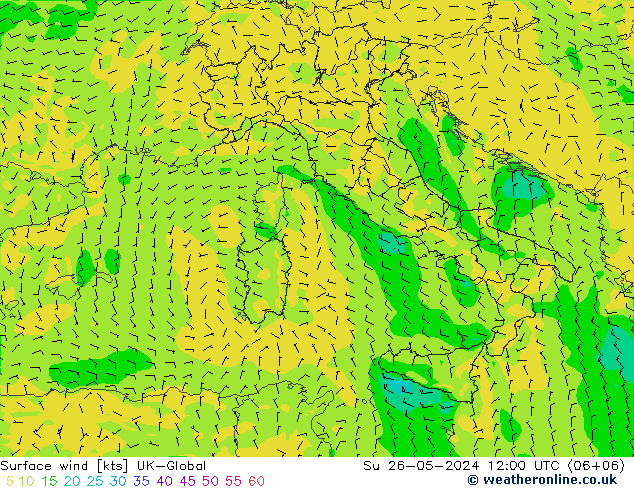 Surface wind UK-Global Ne 26.05.2024 12 UTC