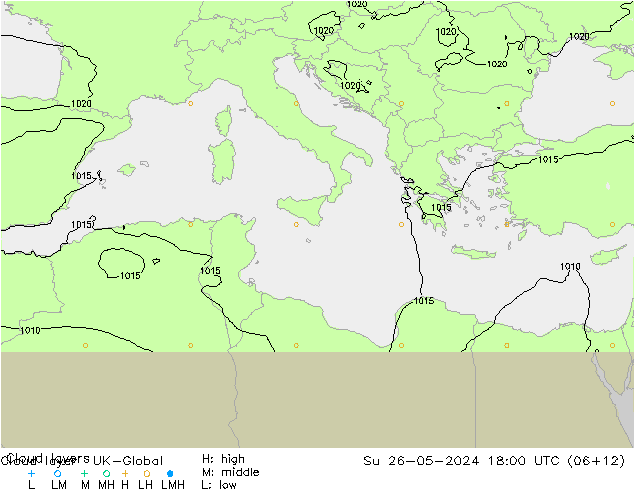 Cloud layer UK-Global dom 26.05.2024 18 UTC