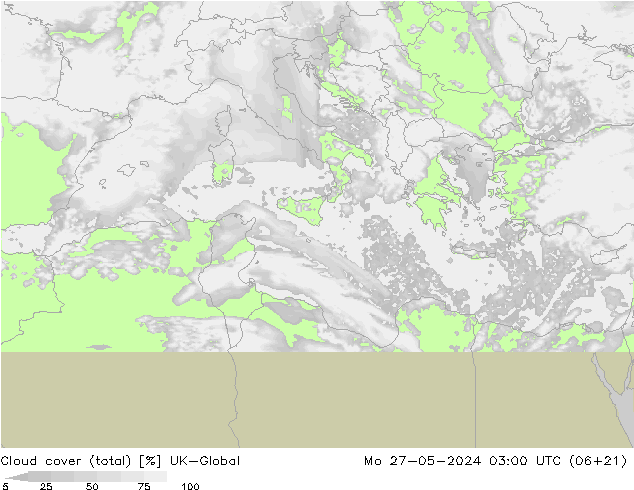 zachmurzenie (suma) UK-Global pon. 27.05.2024 03 UTC