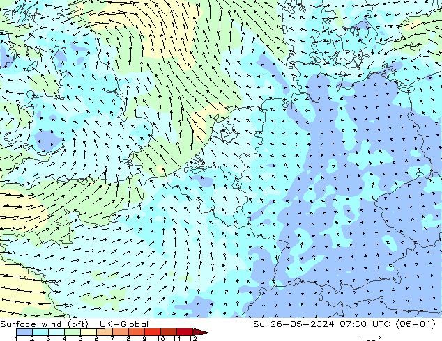Bodenwind (bft) UK-Global So 26.05.2024 07 UTC