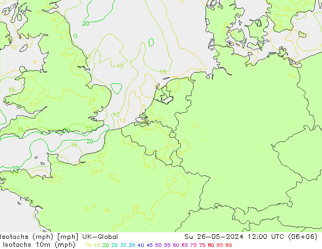 Isotachen (mph) UK-Global So 26.05.2024 12 UTC