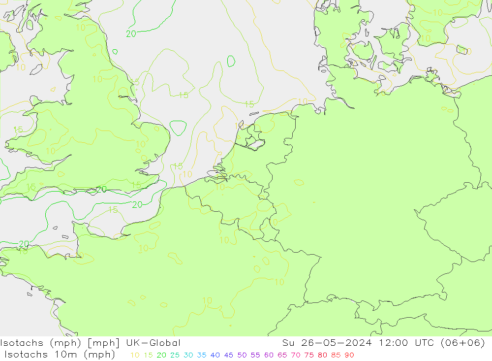 Isotachen (mph) UK-Global So 26.05.2024 12 UTC