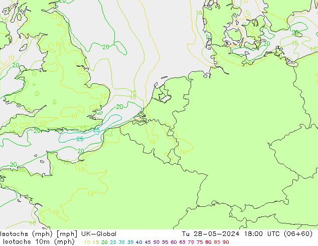 Isotachen (mph) UK-Global Di 28.05.2024 18 UTC