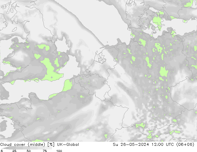 Cloud cover (middle) UK-Global Su 26.05.2024 12 UTC
