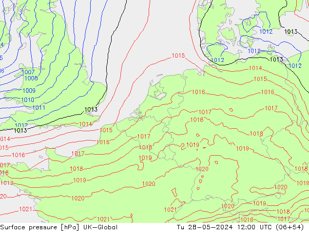 Surface pressure UK-Global Tu 28.05.2024 12 UTC