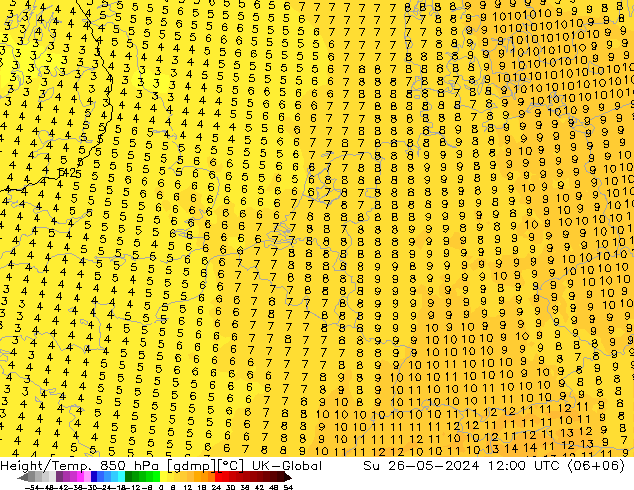 Height/Temp. 850 hPa UK-Global Ne 26.05.2024 12 UTC