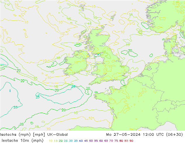 Isotachs (mph) UK-Global lun 27.05.2024 12 UTC