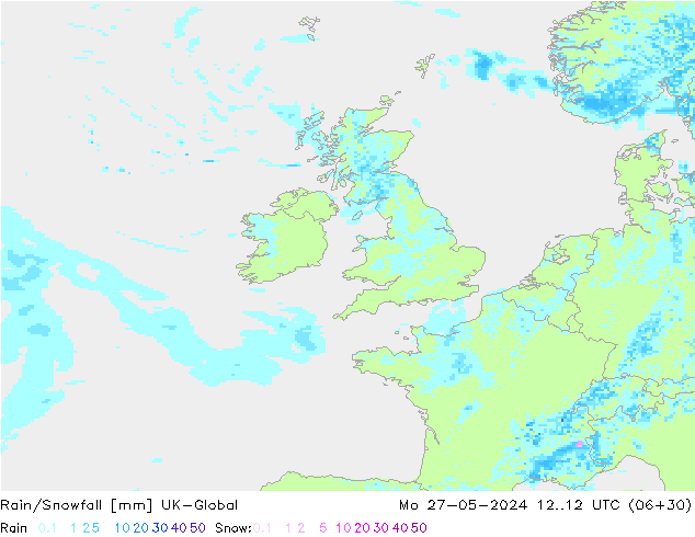 Rain/Snowfall UK-Global пн 27.05.2024 12 UTC