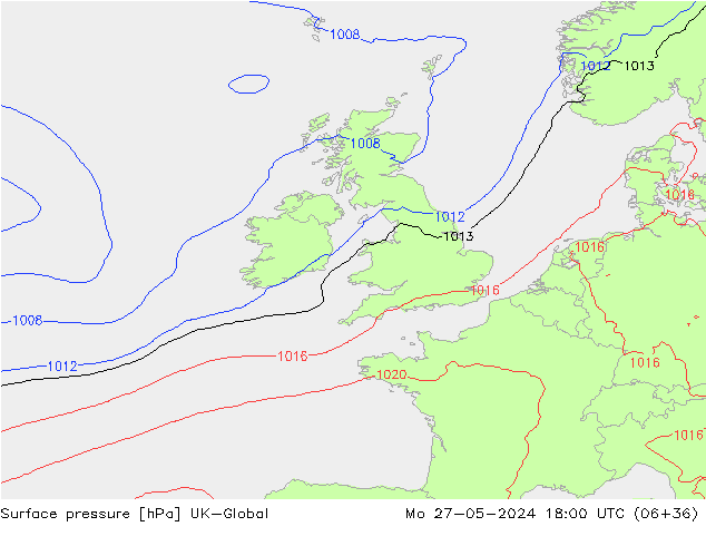 приземное давление UK-Global пн 27.05.2024 18 UTC