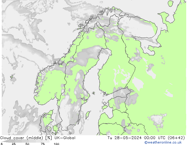 Cloud cover (middle) UK-Global Tu 28.05.2024 00 UTC