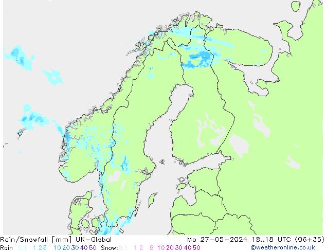 Rain/Snowfall UK-Global  27.05.2024 18 UTC