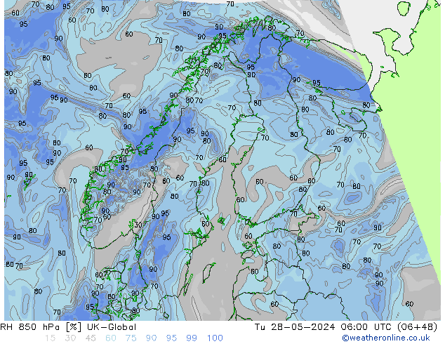 RH 850 hPa UK-Global Di 28.05.2024 06 UTC