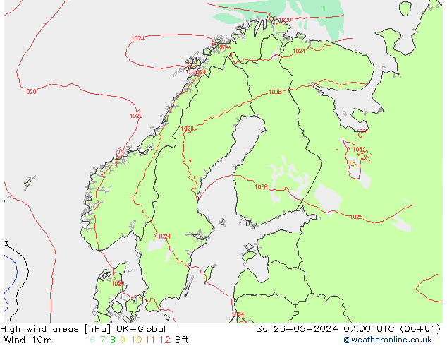 High wind areas UK-Global Su 26.05.2024 07 UTC