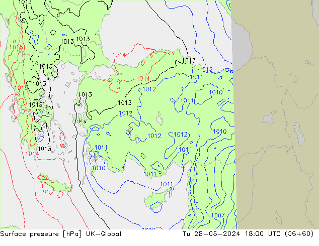 приземное давление UK-Global вт 28.05.2024 18 UTC