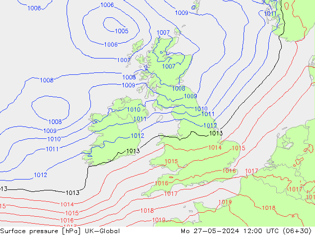 pressão do solo UK-Global Seg 27.05.2024 12 UTC