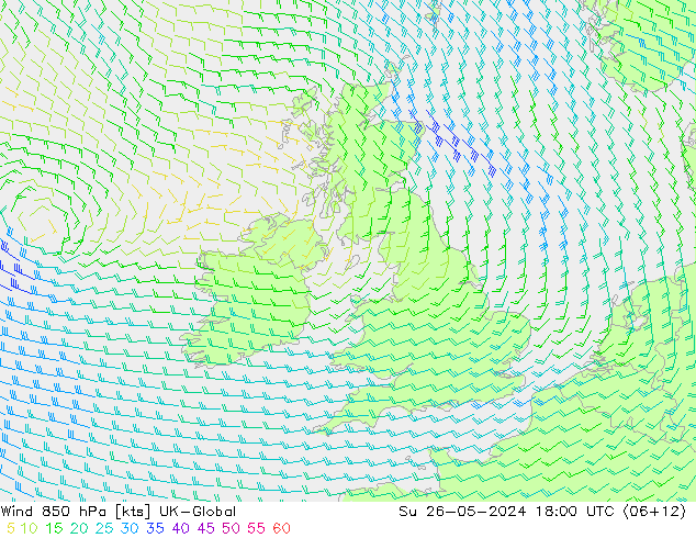 Wind 850 hPa UK-Global Ne 26.05.2024 18 UTC