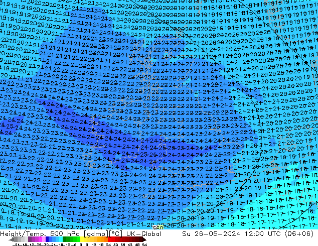 Height/Temp. 500 hPa UK-Global Su 26.05.2024 12 UTC