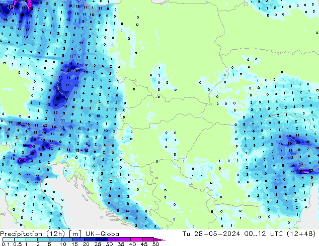 Yağış (12h) UK-Global Sa 28.05.2024 12 UTC