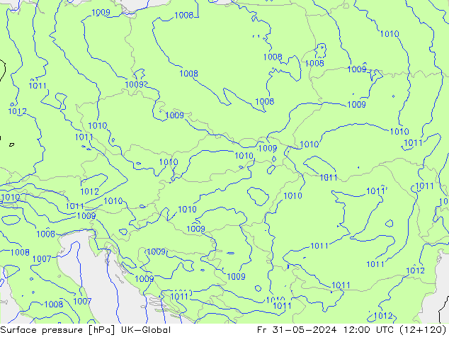 Presión superficial UK-Global vie 31.05.2024 12 UTC